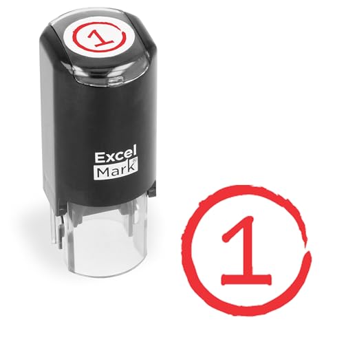ExcelMark Grade Score 1 - Self-Inking Round Teacher Stamp - Red Ink - Image 1