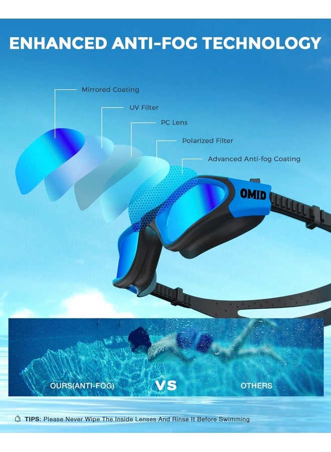 OMID Kids Swim Goggles 2 Packs P2 Comfortable Polarized Unisex Child Swimming Goggles Anti Fog No Leaking Swim Goggles For Children With Uv Protection Age 6 14 (Black Blue+Black Red) - Image 5