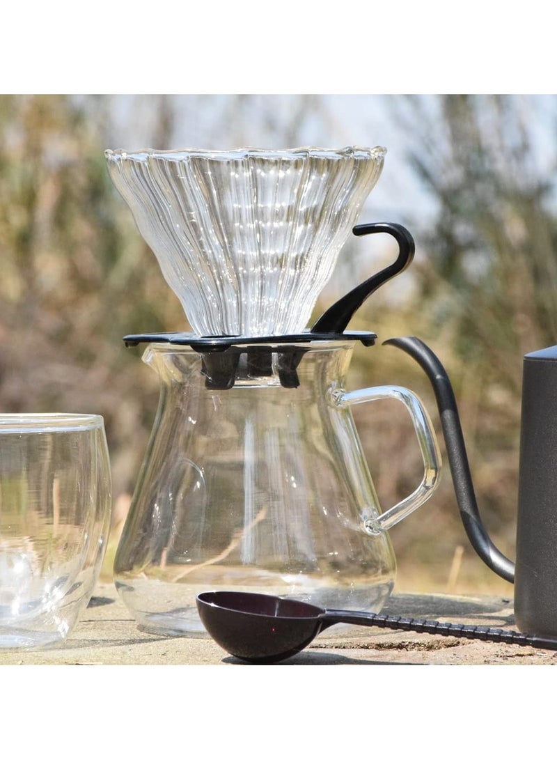 سيوسي طقم سفر للقهوة مكون من 9 قطع، قهوة شخصية للتخييم والسفر، مع مطحنة قهوة يدوية ومنقط قهوة ورقبة الإوزة وغلاية زجاجية ومقياس رقمي 100 قطعة فلتر ورقي - Image 5