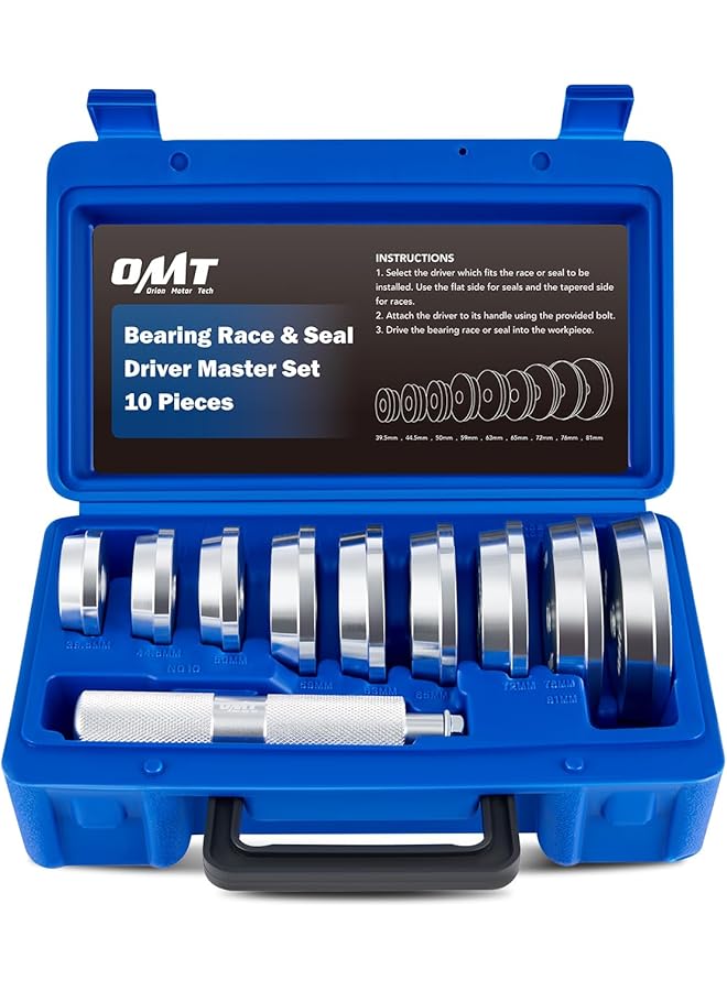Orion Motor Tech Bearing Press Kit, 10Pc Bearing Race And Seal Driver Set With Seal Driver And 9 Bearing Adapters, Seal Installer Bearing Driver Kit For Bearing Installation - Image 1