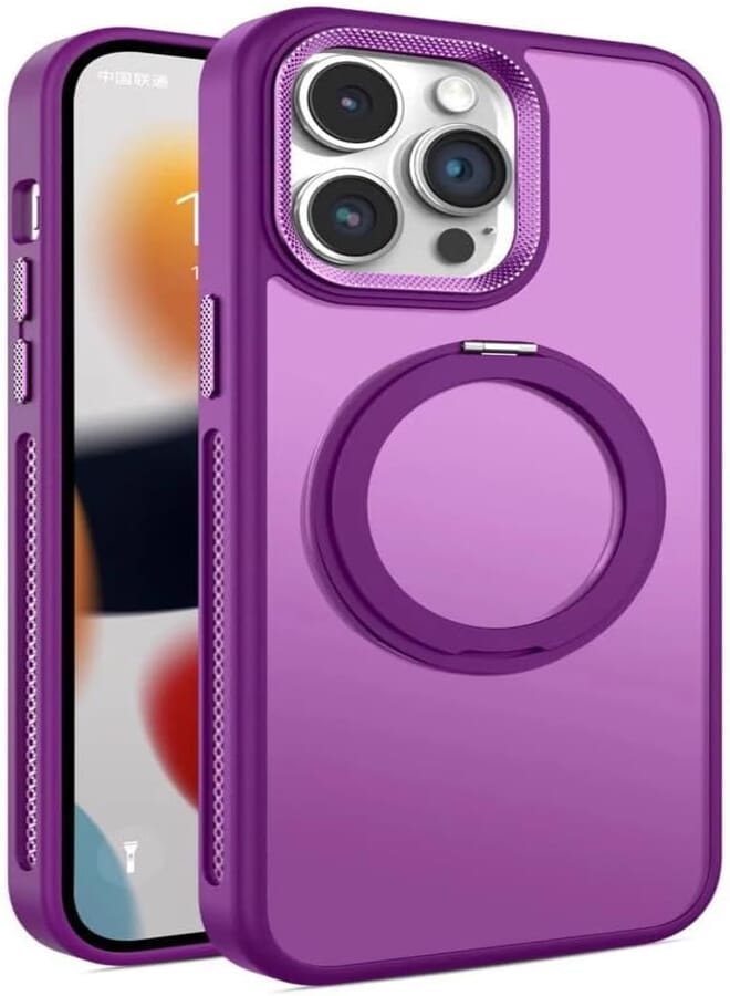 Next Store Magnetic Matte Case Compatible with iPhone 15 Pro Max, Invisible Kickstand, Support Magnetic Charging, Anti-Yellow Slim Shockproof Protective Cover (Purple)
