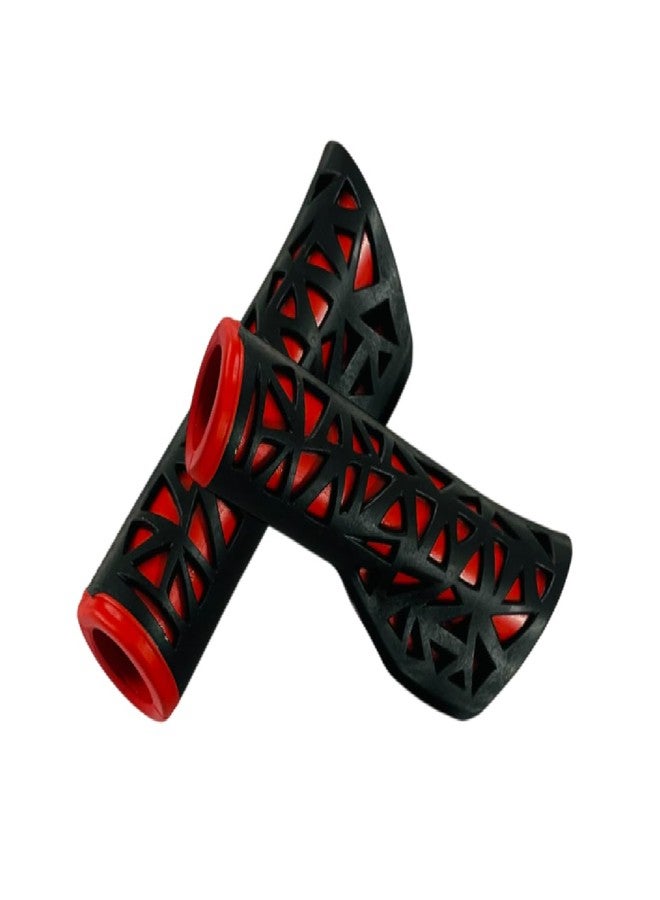 Impetus Cycle Handle Grip Set 125mm Length Soft Rubber Non Toxic Anti-Slip for 24-29 Inch Bicycle Handle Grip Dual Color 12.5cms (Red) - Image 1