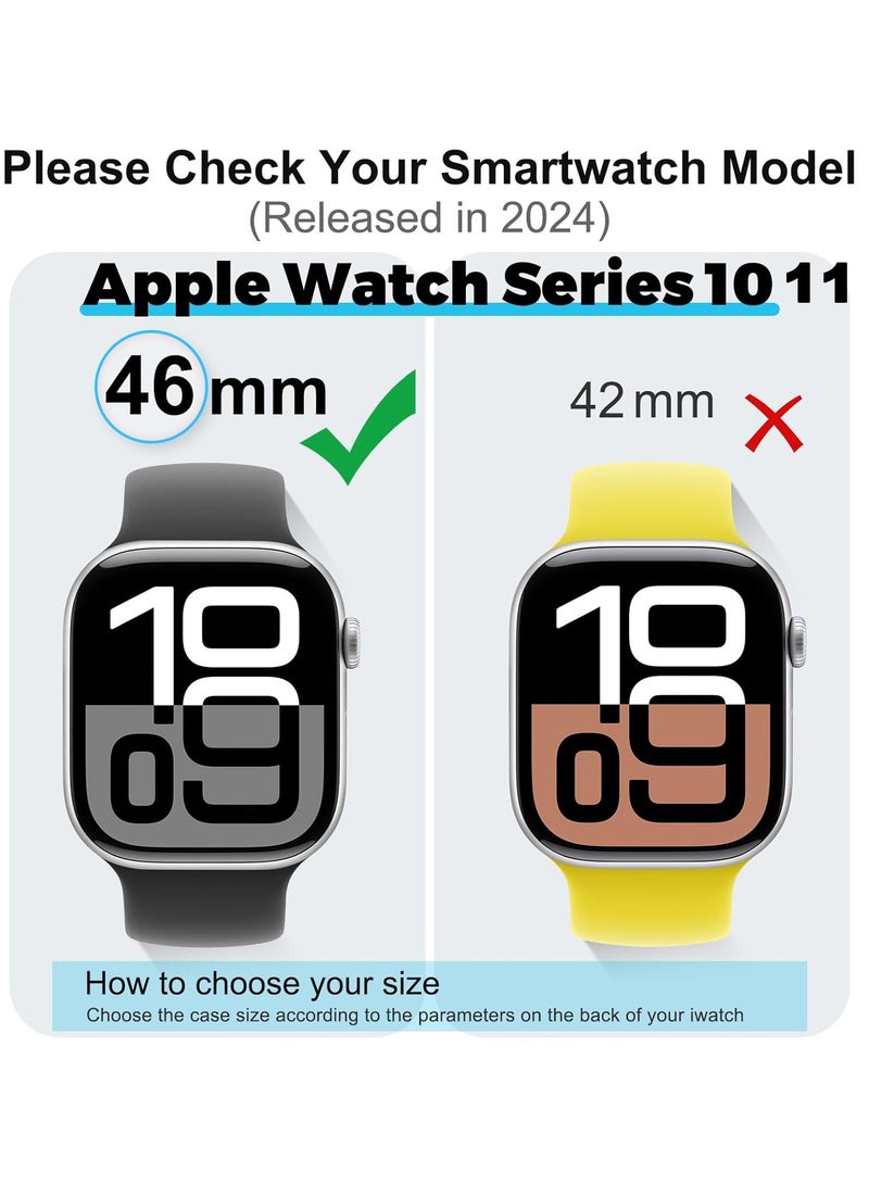 KENSUO Apple Watch Series 11 10 46mm case with Tempered Film Screen Protector, Full Protective Hard PC Bumper Touch Sensitive HD Screen Cover(46mm,Black) - Image 2