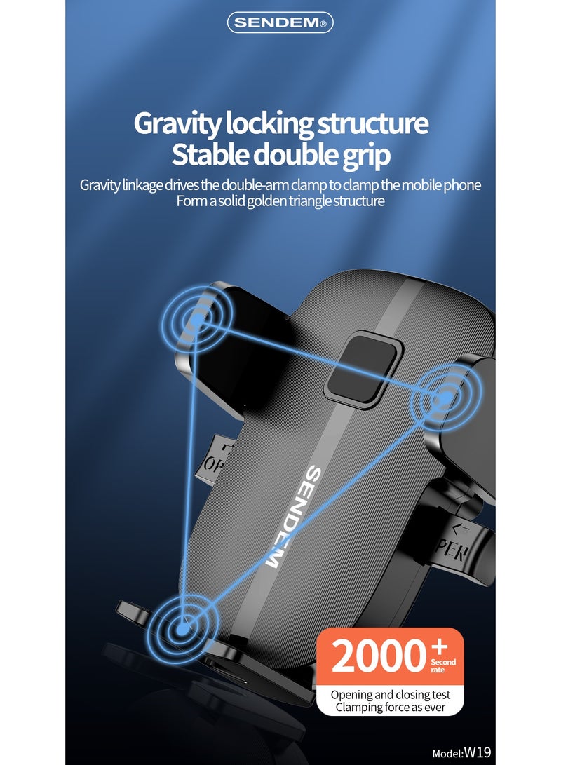 سيندم حامل موبايل للسيارة مثبت قوي بكوب شفط - دوران 360 درجة - مناسب للموبايلات من 3.5 الى 7 انش -  سهل الاستخدام - SENDEM  w19 - Image 2