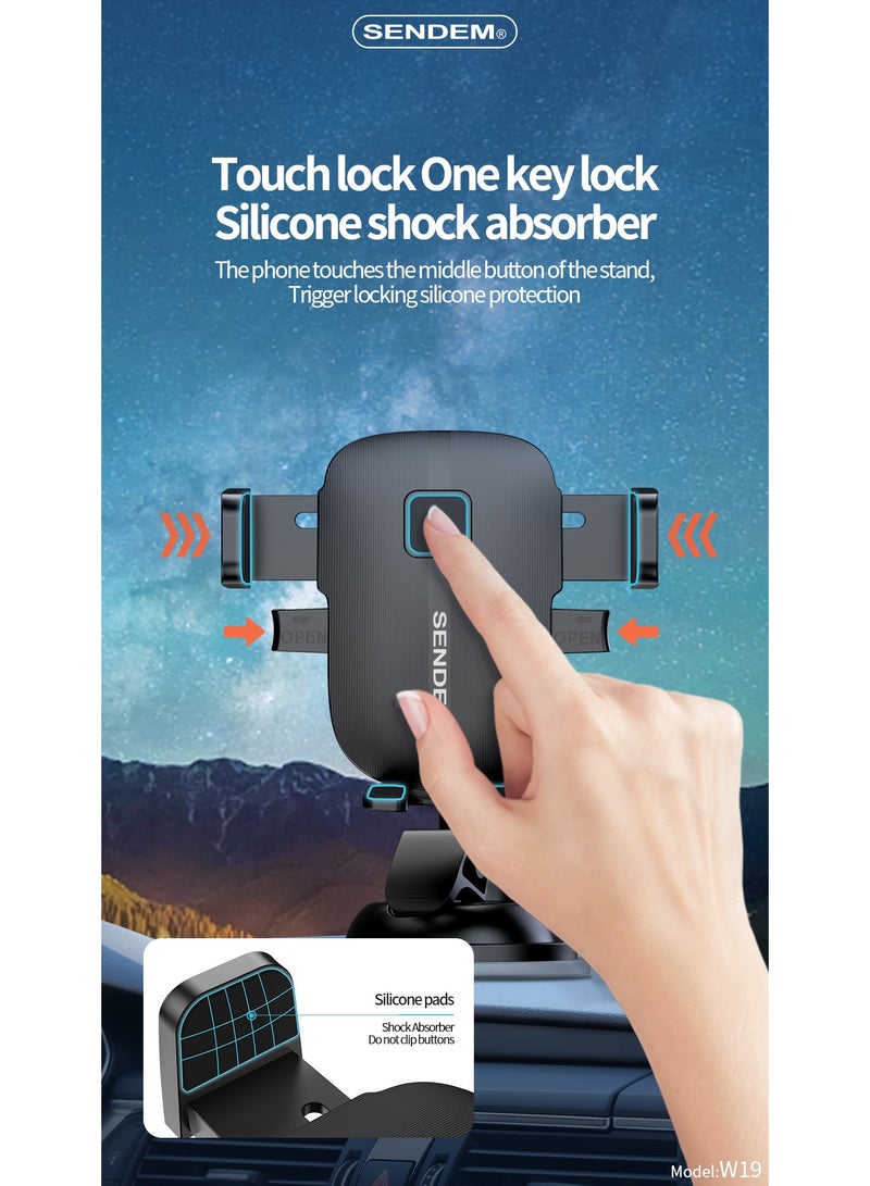 سيندم حامل موبايل للسيارة مثبت قوي بكوب شفط - دوران 360 درجة - مناسب للموبايلات من 3.5 الى 7 انش -  سهل الاستخدام - SENDEM  w19 - Image 4