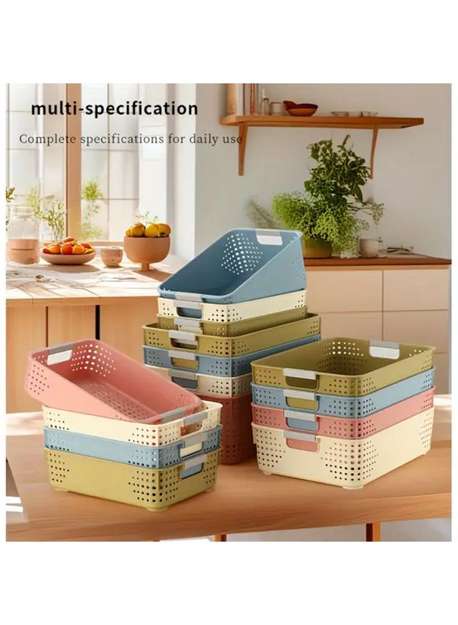 Mustard Yellow Three Pack Storage Baskets Dwarf Large Size Plastic Organizer Box for Kitchen Shelf Desktop Home Dormitory Office - Image 1