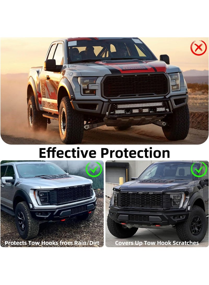 2PCS Tow Hook Covers for Ford F150 2004-2024, Compatible with Toyota Tundra 2017-2021, Car Accessories for Front Bumper Tow Hook Rubber Sleeve (Red) - Image 2