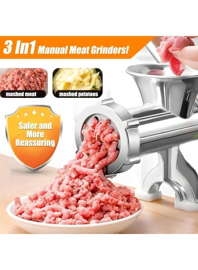 Fyliz Manual Meat Grinder, 304 Stainless Steel Hand Crank Meat Mincer with Steel Table Clamp, Sausage Stuffer with 2 Cutting Plates & 4 Sausage Tubes, Food Grinder for Beef, fish, Chicken, Kitchen Tabletop - Image 3