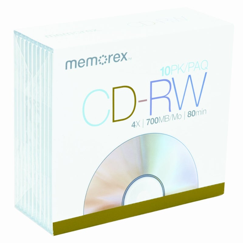 Memorex 700MB/80-Minute 4X CD-RW Media (10-Pack with Slim Jewel Cases) - Image 2
