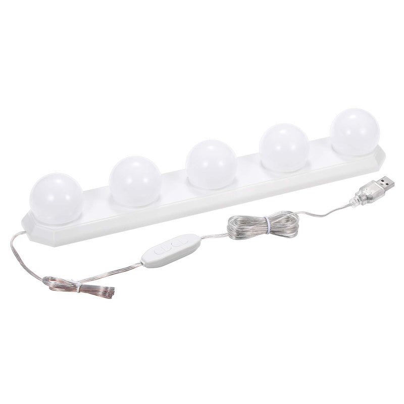 LED Mirror Dimmable Light 5 Pcs Frosted PC Bulbs 3 Color Modes 10 Brightness Levels - Makeup Mirror Vanity Light USB Charging for Makeup Fill Light Decoration - Image 1