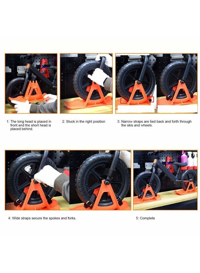 BORDSTRACT Balance Bike Snow Ski Set, Snow Sledge Board Attachment, Kids No Pedal Training Bicycle Skiing Walker, for Balance Bike, Walker, Golf Push Cart(Orange) - Image 4