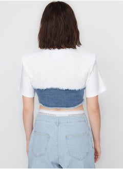 trendyol X Sagaza Studio Blue Corset Detailed Denim Bustier TCLSS23BZ00004  - Image 5
