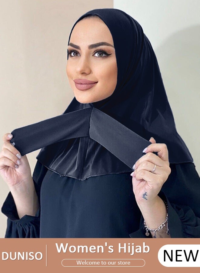 DUNISO Instant HInstant Hijab Button Design, Fashion Hijab for Women, Instant Snap Fastener Hijab Inner Cap, Full Cover Head Wraps Scarf - Image 1