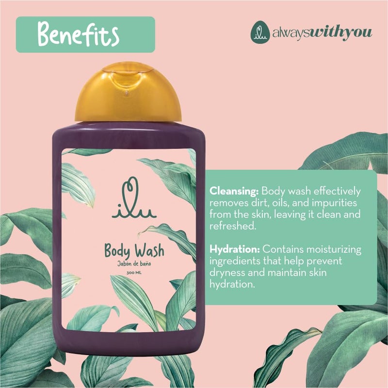 ILU Body Wash Nourishing Hydra Cleanser Moisturizing Sensitive Skin Shower Gel Pleasant Aroma Gentle Hydrating Cleanser for Normal Skin Refreshing Feel Natural SulfateFree Body Wash Women - Image 3