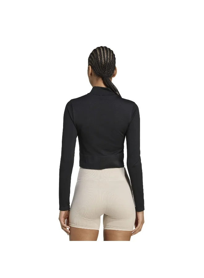 اديداس سترة صوفية سوداء نسائية بأكمام طويلة