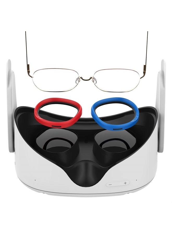 AMVR 6 أزواج من فواصل النظارات لجهاز Oculus Quest 2، ملحقات واقي عدسة VR حلقة سيليكون مضادة للخدش لحماية عدسات سماعة الرأس والنظارات متوافقة مع Meta Quest 1/Rift S/Go (أحمر وأزرق، أسود) - Image 1
