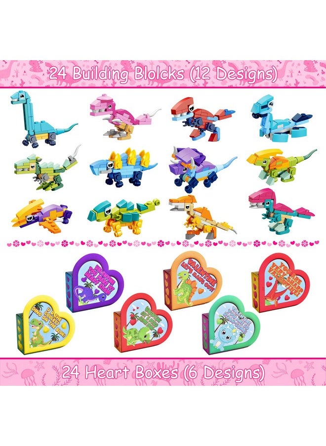 FUN LITTLE TOYS Fun Little Toys Dinosaur Building Block for Kids with Heart Boxes Dinosaur Valentines Gifts  - Image 5
