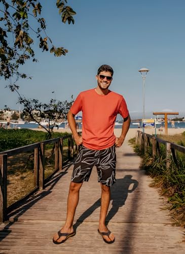 KuaiLu Men's Leather Flip Flops Arch Support Summer Beach Pool Water Thong Sandals Waterproof Rubber Walking Shoes Slip on Orthotic Casual Sport Cushioned Wide Slides Shower Slippers Brown Size 11 - Image 2