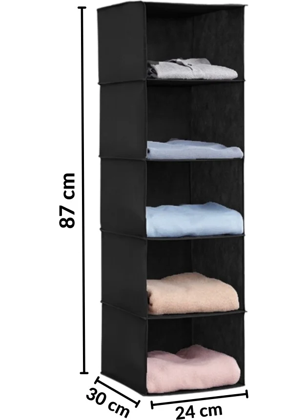 Piev Yuvalin Inside Wardrobe Organizer Luxury 5-Piece Box with Shelf Black