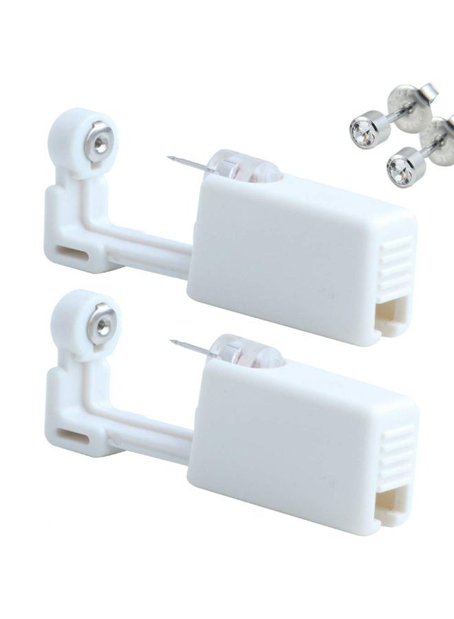 تشو داي طقم مسدس ثقب الأذن - عبوة من قطعتين، أداة أمان للاستخدام مرة واحدة مع منديل كحولي وأقراط كريستالية 4 مم - Image 1