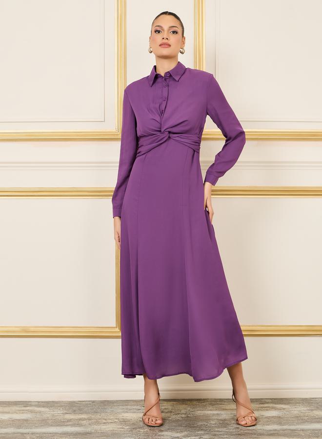 ستايلي فستان ملتوي بكسرات - Image 1