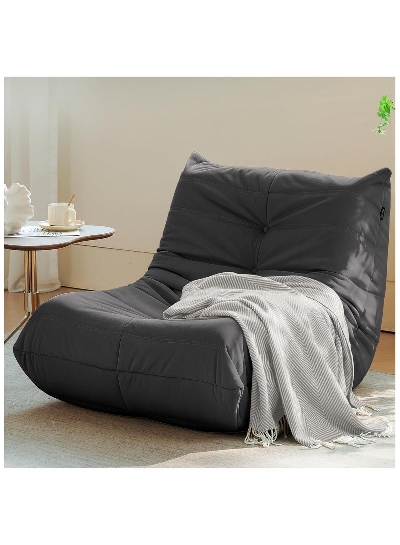 Generic Bean Bag Chair Giant Bean Bag Sofa Memory Foam Bean Bag Chairs for Adults, Bean Bag Sofa Sack Faux Leather Bean Bag for Living Room Bedroom Dorm Office (Black)  - Image 1