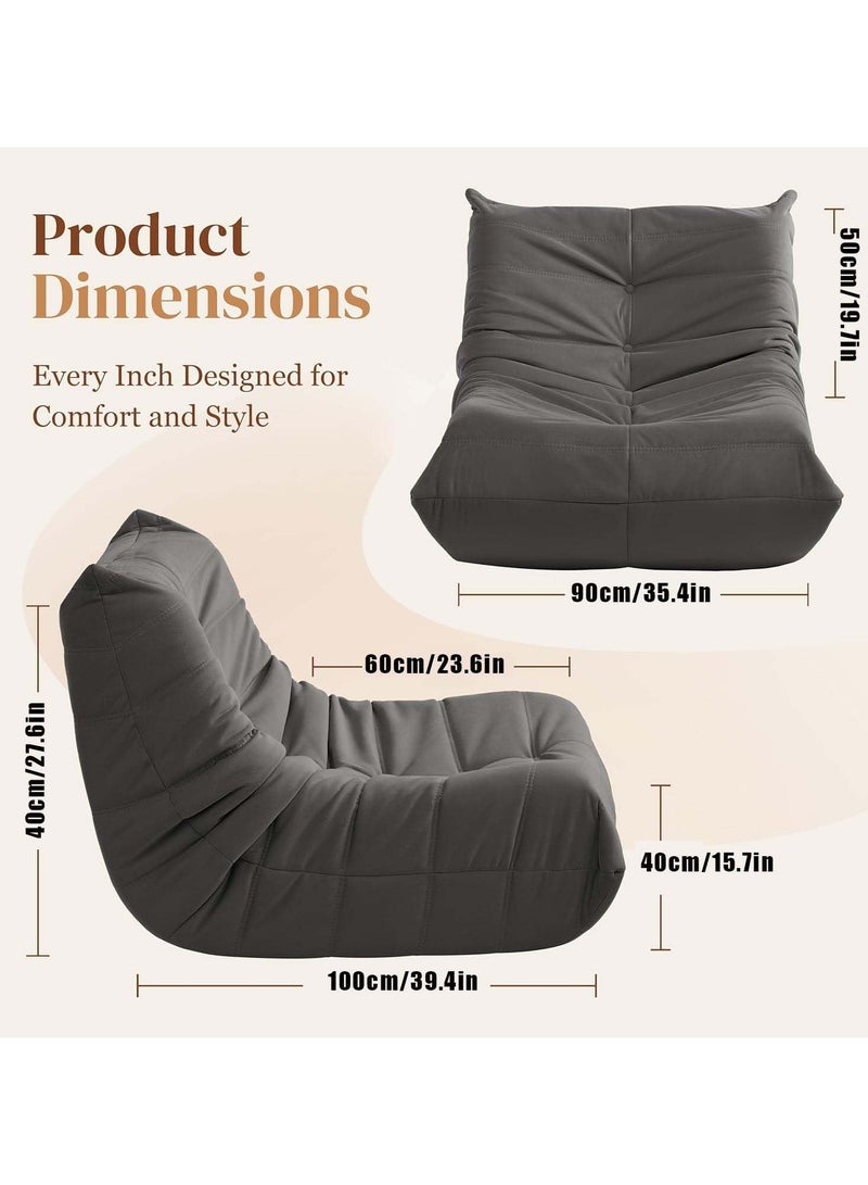 Generic Bean Bag Chair Giant Bean Bag Sofa Memory Foam Bean Bag Chairs for Adults, Bean Bag Sofa Sack Faux Leather Bean Bag for Living Room Bedroom Dorm Office (Black)  - Image 2