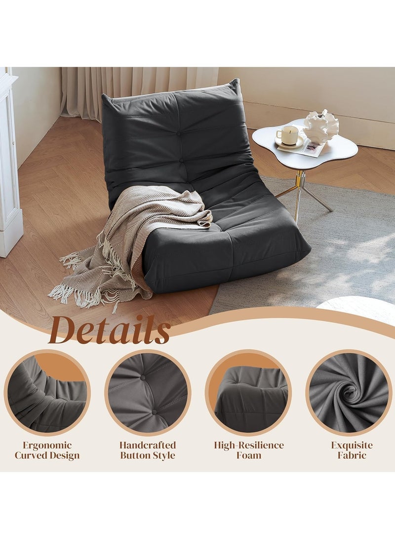 Generic Bean Bag Chair Giant Bean Bag Sofa Memory Foam Bean Bag Chairs for Adults, Bean Bag Sofa Sack Faux Leather Bean Bag for Living Room Bedroom Dorm Office (Black)  - Image 3
