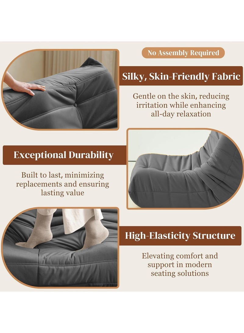 Generic Bean Bag Chair Giant Bean Bag Sofa Memory Foam Bean Bag Chairs for Adults, Bean Bag Sofa Sack Faux Leather Bean Bag for Living Room Bedroom Dorm Office (Black)  - Image 4