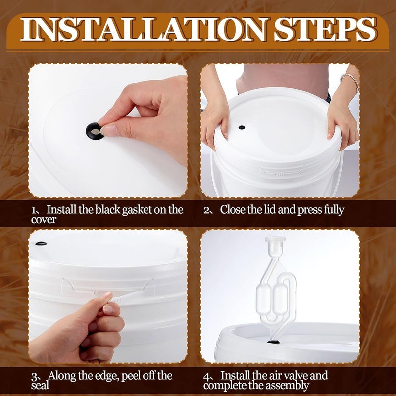 Ziliny 4 Pcs White 2 Gallon Fermentation Bucket with Twin Bubble Airlock Grommets Lid Brewing Wine Fermenter Fermentation Kit for Home Beer Wine Mead Other Fermented Beverage - Image 4
