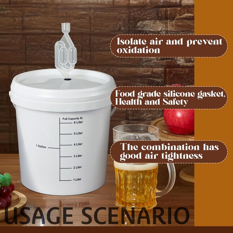 Ziliny 4 Pcs White 2 Gallon Fermentation Bucket with Twin Bubble Airlock Grommets Lid Brewing Wine Fermenter Fermentation Kit for Home Beer Wine Mead Other Fermented Beverage - Image 5