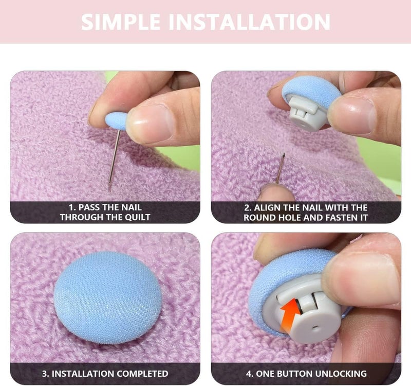 FIKKANI Mushroom Duvet Cover Clips NonSlip Quilt Fasteners Bed Sheet Holding Pins Comforter Fixators with OneKey Unlock AntiMovement Duvet Insert Holders for Bedding Cushions Curtains 8 Blue - Image 3