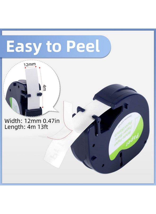 Fimax Replacement For Dymo White Paper Label Refill 1 2 X 13 91330 10697 Letratag Refills Lt Selfadhesive Label Maker Tapes 12Mm X 4M For Dymo Letratag 200B Plus Lt100H Lt100T Qx50 Label Maker 5Pack - Image 4