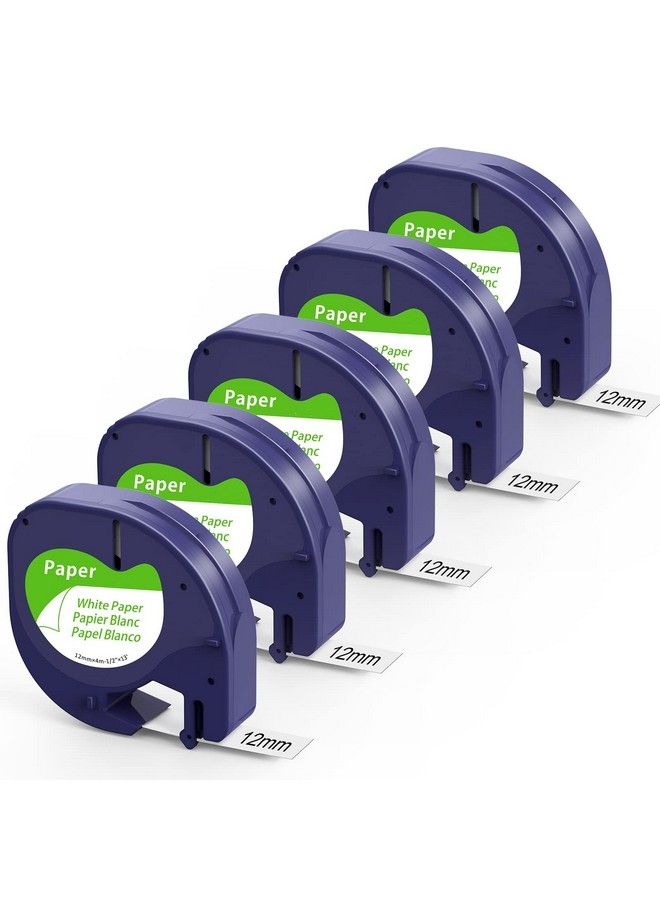 Fimax Replacement For Dymo White Paper Label Refill 1 2 X 13 91330 10697 Letratag Refills Lt Selfadhesive Label Maker Tapes 12Mm X 4M For Dymo Letratag 200B Plus Lt100H Lt100T Qx50 Label Maker 5Pack - Image 2