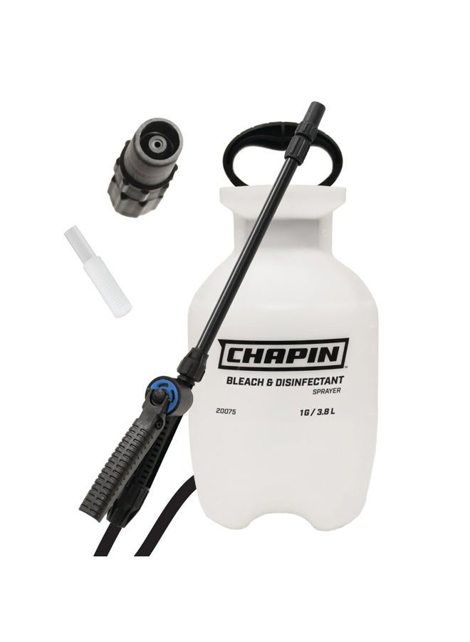 Chapin 20075 Disinfectant Bleach Sprayer, 1 Gallon, Made in the USA, Adjustable Cone Nozzle, Compatible with Bleach Solutions and Fungicides, Translucent White - Image 1