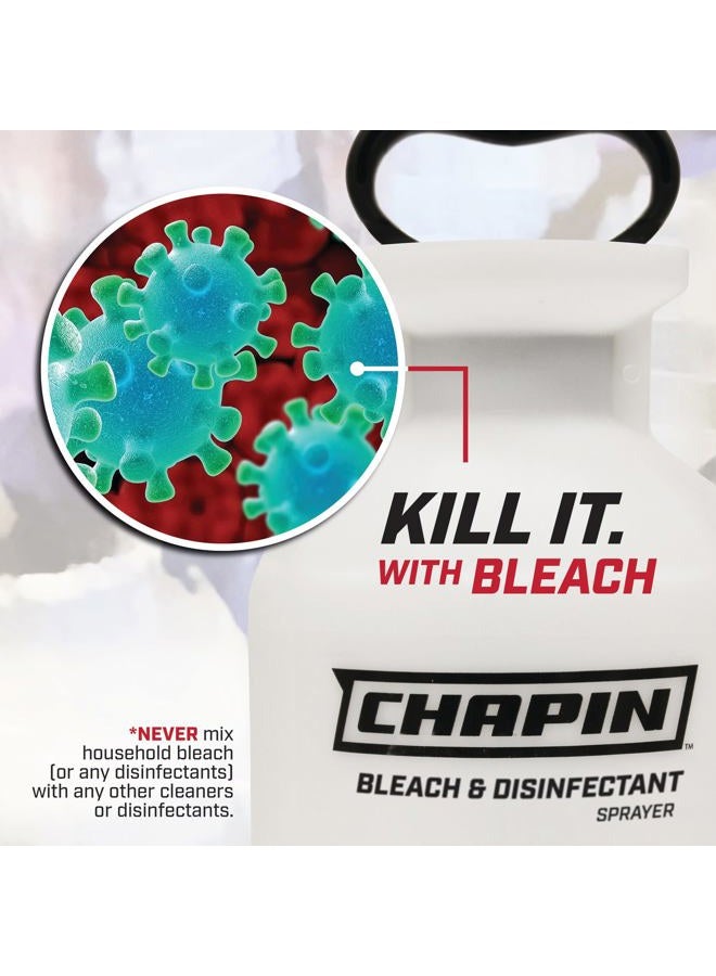 Chapin 20075 Disinfectant Bleach Sprayer, 1 Gallon, Made in the USA, Adjustable Cone Nozzle, Compatible with Bleach Solutions and Fungicides, Translucent White - Image 4