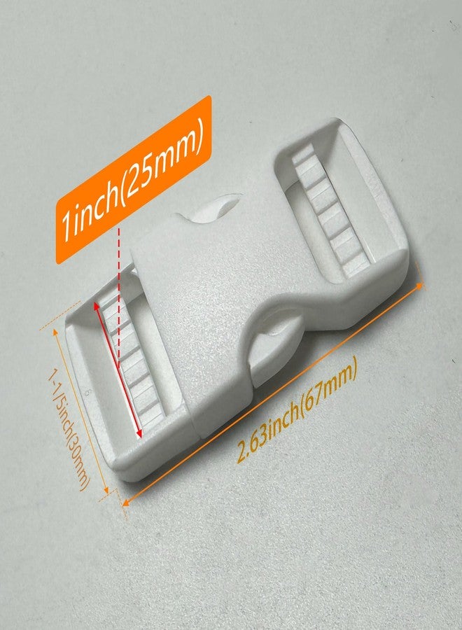 ONE WVW PIN Buckle for 1 inch Webbing Strap, 2 Pack Quick Side Release Buckles, Replacement Plastic Buckles 1" Dual Adjustable Clips for 25mm Backpack Straps Heavy Duty White - Image 2