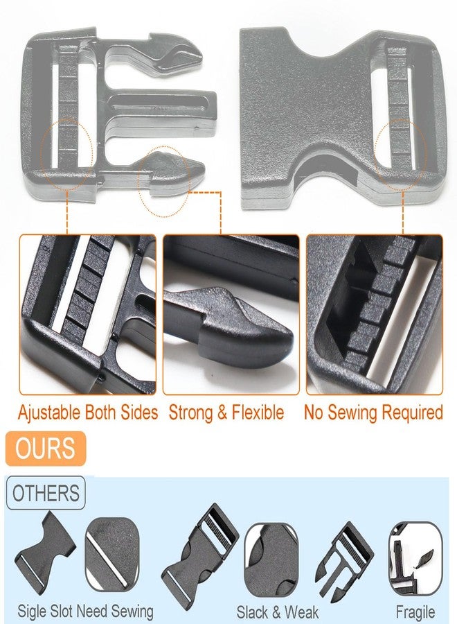 ONE WVW PIN Buckle for 1 inch Webbing Strap, 2 Pack Quick Side Release Buckles, Replacement Plastic Buckles 1" Dual Adjustable Clips for 25mm Backpack Straps Heavy Duty White - Image 4