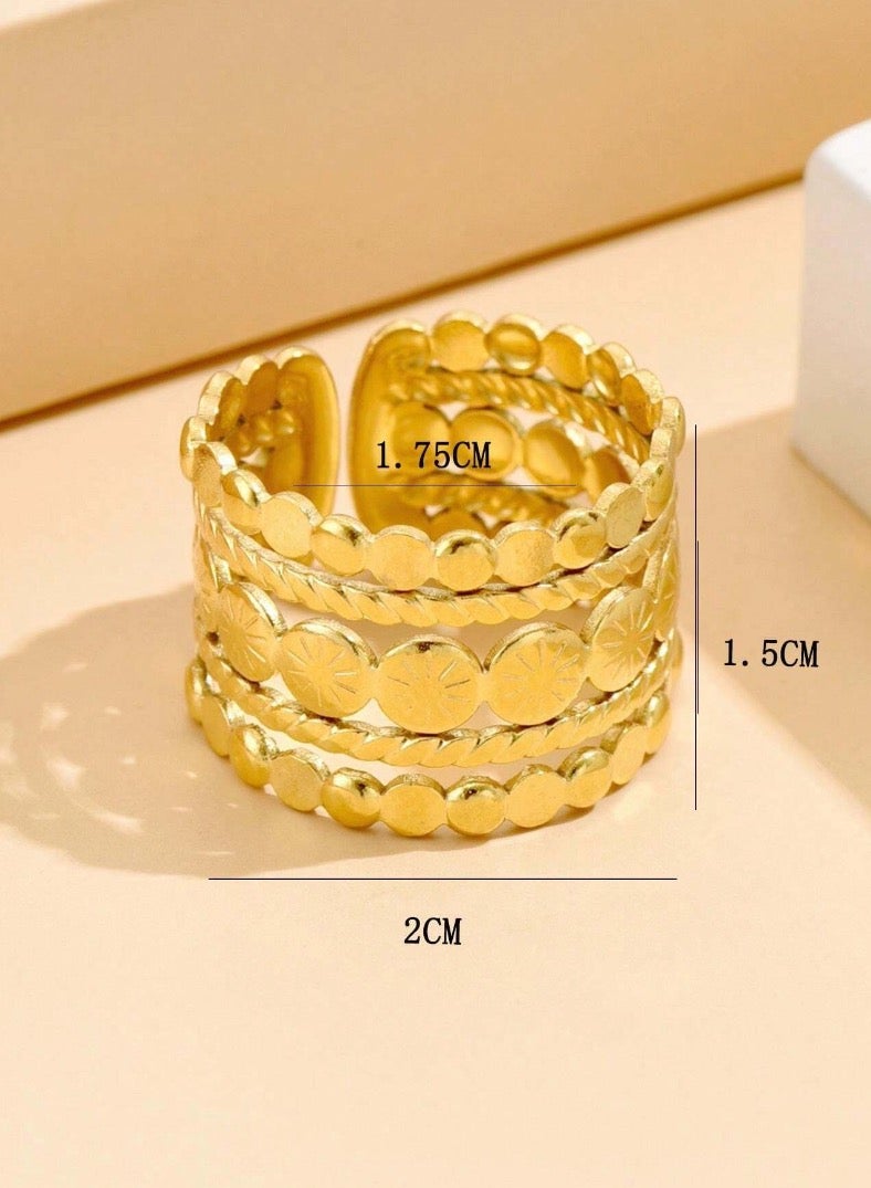 إيكوال خاتم نسائي من الاستانلس ستيل مطلي باللون الذهبي بمقاس موحد - Image 3