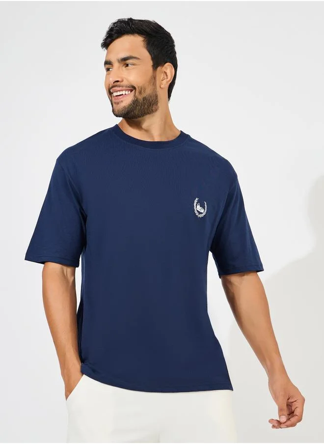 ستايلي Styli Laurel Wreath Graphic Oversized Streetwear T-Shirt