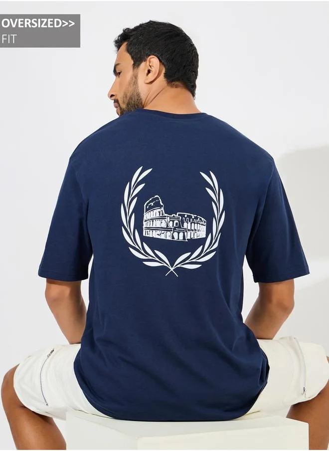 ستايلي Styli Laurel Wreath Graphic Oversized Streetwear T-Shirt