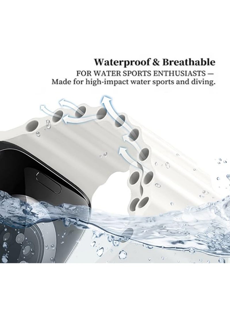 IINE 4 Pack Silicone Ocean Band for Apple Watch Series 10,Soft Silicone Waterproof Strap Wristbands Compatible with iWatch Apple Watch Series 10 49mm 46mm 45mm 44mm 42mm Women Men - Image 4