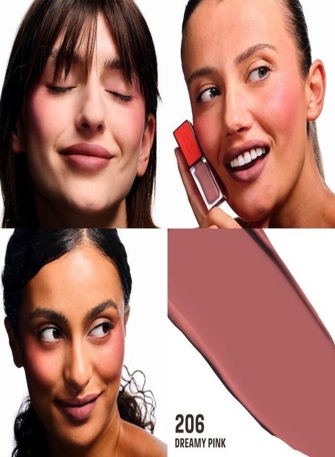 ميك اب فور ايفر فنان سائل  اللون 206 (وردي حالم) – أحمر خدود سائل مقاوم للماء للشفاه + الخدود، 6 مل - Image 2