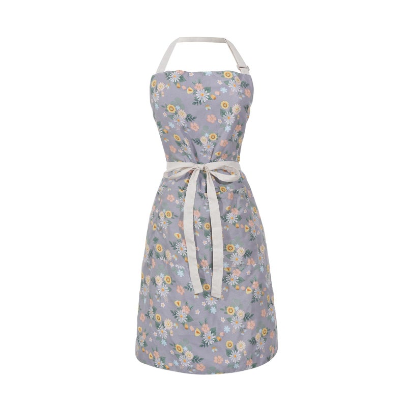 Aoomzoon Kitchen Aprons for Women with 2 Pockets,Double Sided Vintage Adjustable Apron for Gardening Cooking Arting Painting (Soft Mist Grey) - Image 1