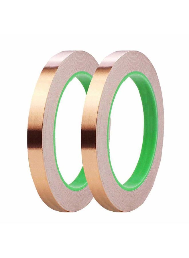 Oubaka 2 Pack Copper Foil Tape,(0.5inch X 66 FT) Double-Sided Conductive Copper Tape with Adhesive for EMI Shielding,Paper Circuits,Electrical Repairs,Grounding - Image 1