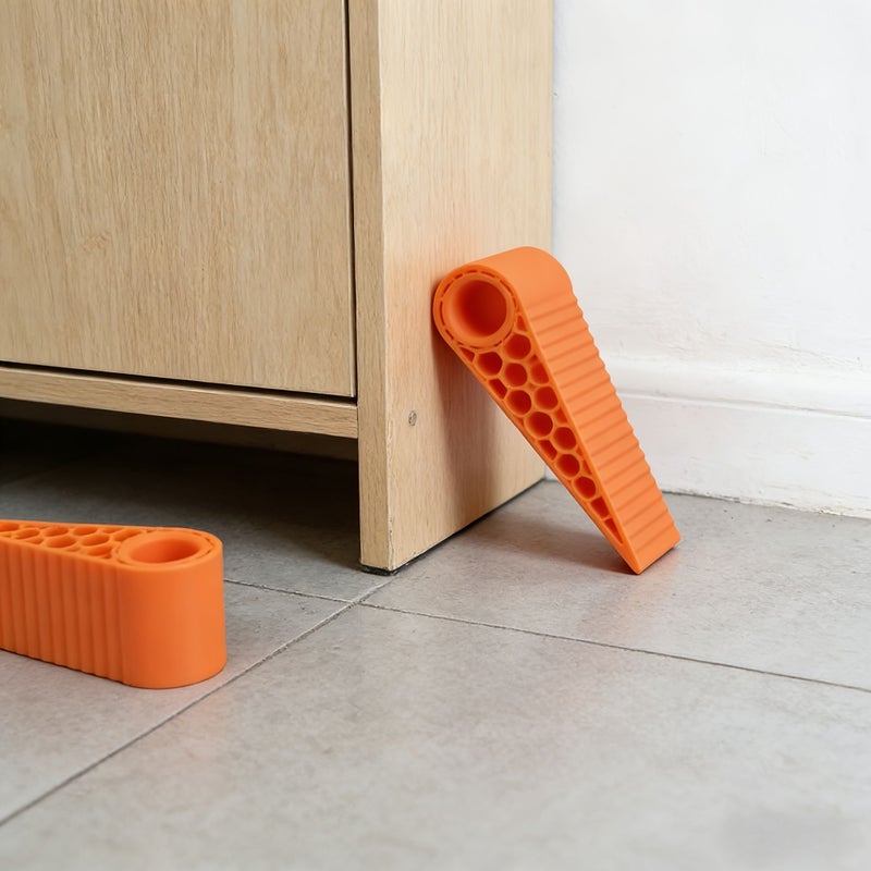 Orange Windproof Door Stopper No Drill Hollow Wedge Home Safety Anti pinch - Image 2