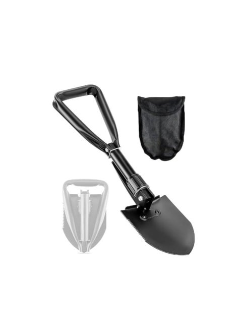 Black Multifunction Folding Shovel – Compact, Portable Outdoor Tool for Camping, Hiking, and Survival – Includes Spade, Axe, Pick, Bottle Opener, and Emergency Whistle – Durable, Lightweight, All-in-One Tool for Adventures