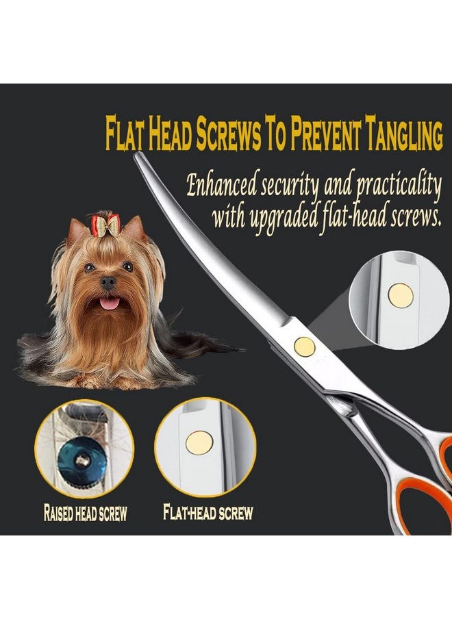AIRY AIRY 7.5-in Professional Dog Grooming Scissors Set - Premium Stainless Steel Scissors Kit Including Straight Cutting, Thinning Shears, Curved Scissors,Comb and Storage Bag,Pet Grooming Kit for Dogs  - Image 5