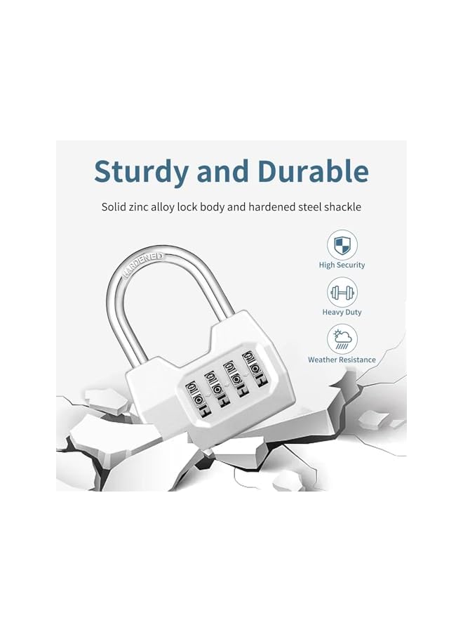 PROMASS 4 Digit Combination Lock Outdoor, Heavy Duty Locker Lock, Combination Lock for Locker, Waterproof Combo Lock for Gym Locker, Hasp Storage, Shed, Fence, Gate, Silver - Image 4