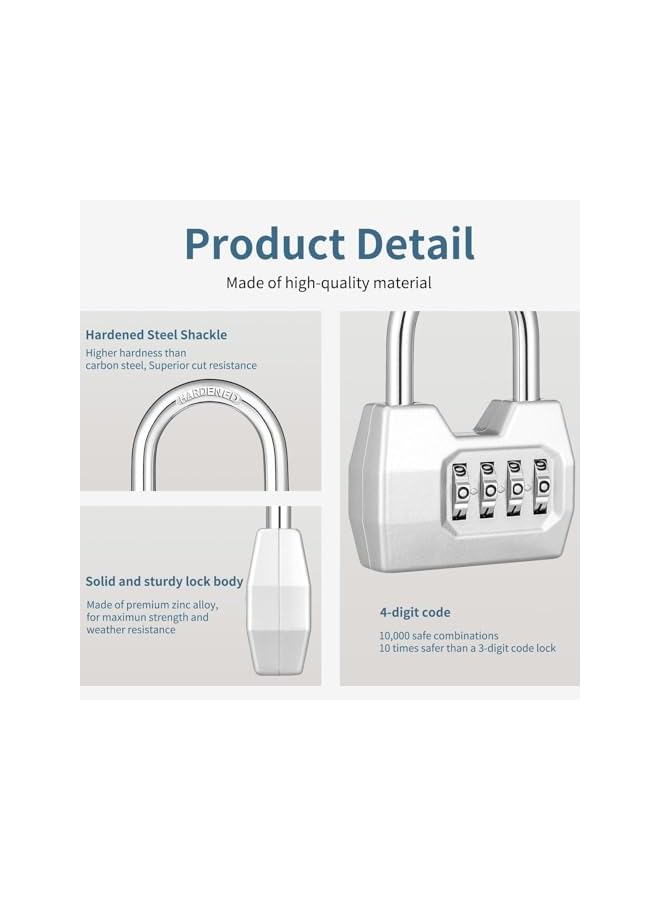 PROMASS 4 Digit Combination Lock Outdoor, Heavy Duty Locker Lock, Combination Lock for Locker, Waterproof Combo Lock for Gym Locker, Hasp Storage, Shed, Fence, Gate, Silver - Image 2